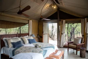 Changa Safari Camp outdoor bedroom, Zimbabwe