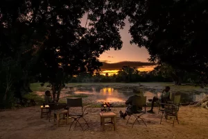 Ingwe Pan Camp sunset, Zimbabwe