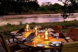 Kapamba Bushcamp night time dinning, Zambia