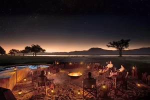 Nyamatusi Camp night fire, Zimbabwe