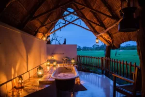 The Hide Safari camp Deluxe Honeymoon Outdoor Bath, Zimbabwe