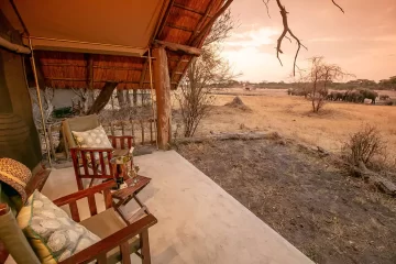 The Hide Safari camp Deluxe tent view, Zimbabwe